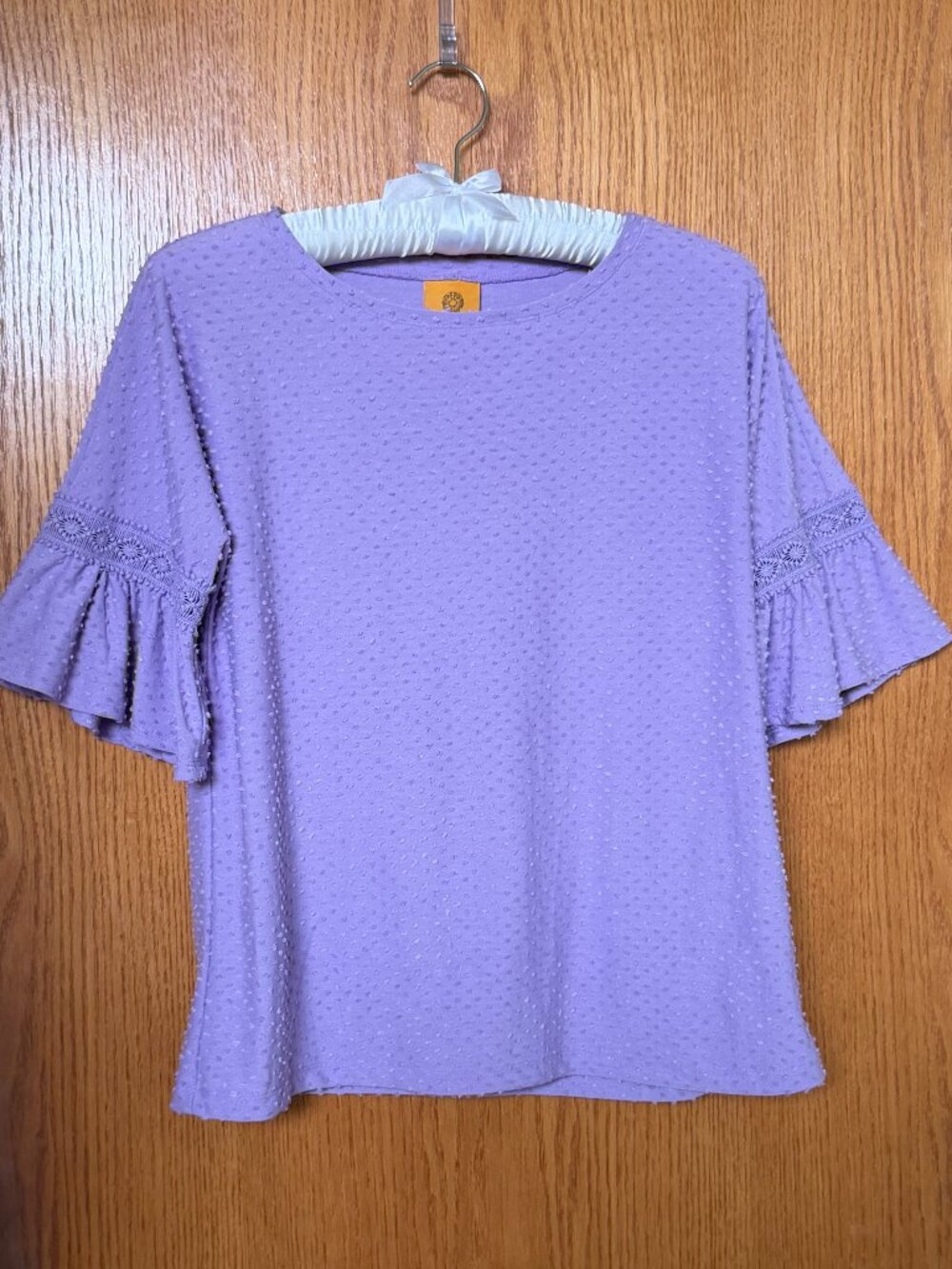 Ruby Rd. Lavender Swiss Dot Blouse | Flutter Sleeve Top | Size Small